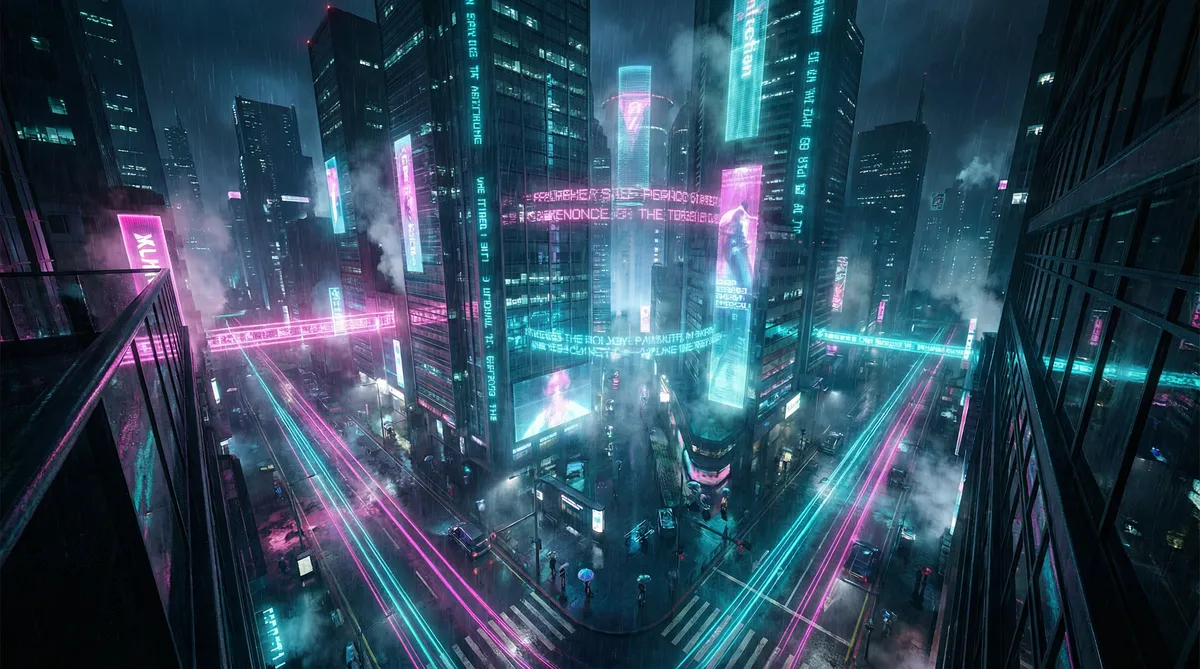 八戒八戒在线www 竖屏短剧平台首页背景 - 赛博朋克都市夜景